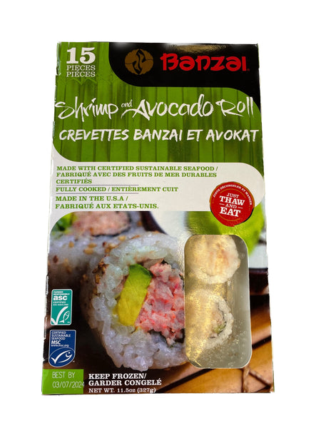 Banzai - Thaw & Serve Sushi - Canada - Shrimp & Avocado Roll  ( 12 Boxes )